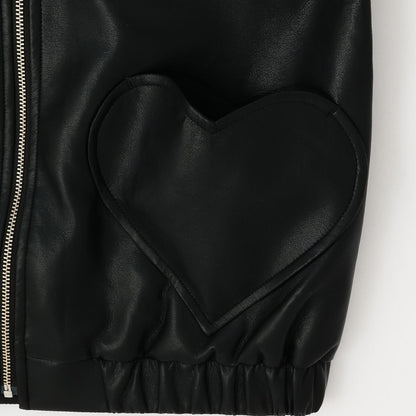 寬鬆版型仿皮夾克