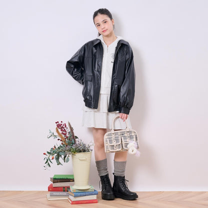 【可家庭水洗】合成皮夾克