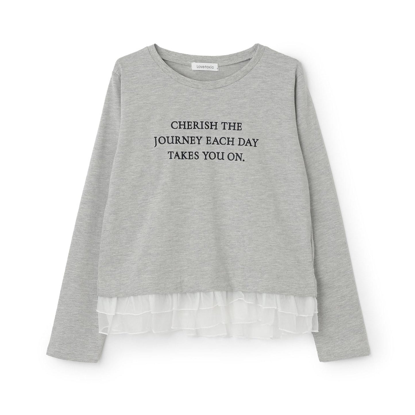 網紗荷葉邊長袖T恤