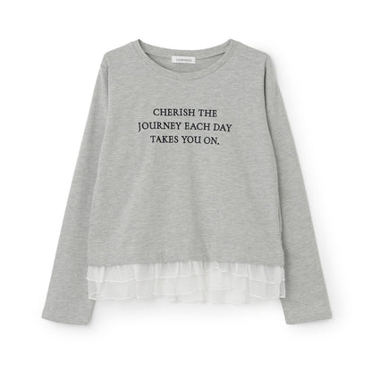 網紗荷葉邊長袖T恤