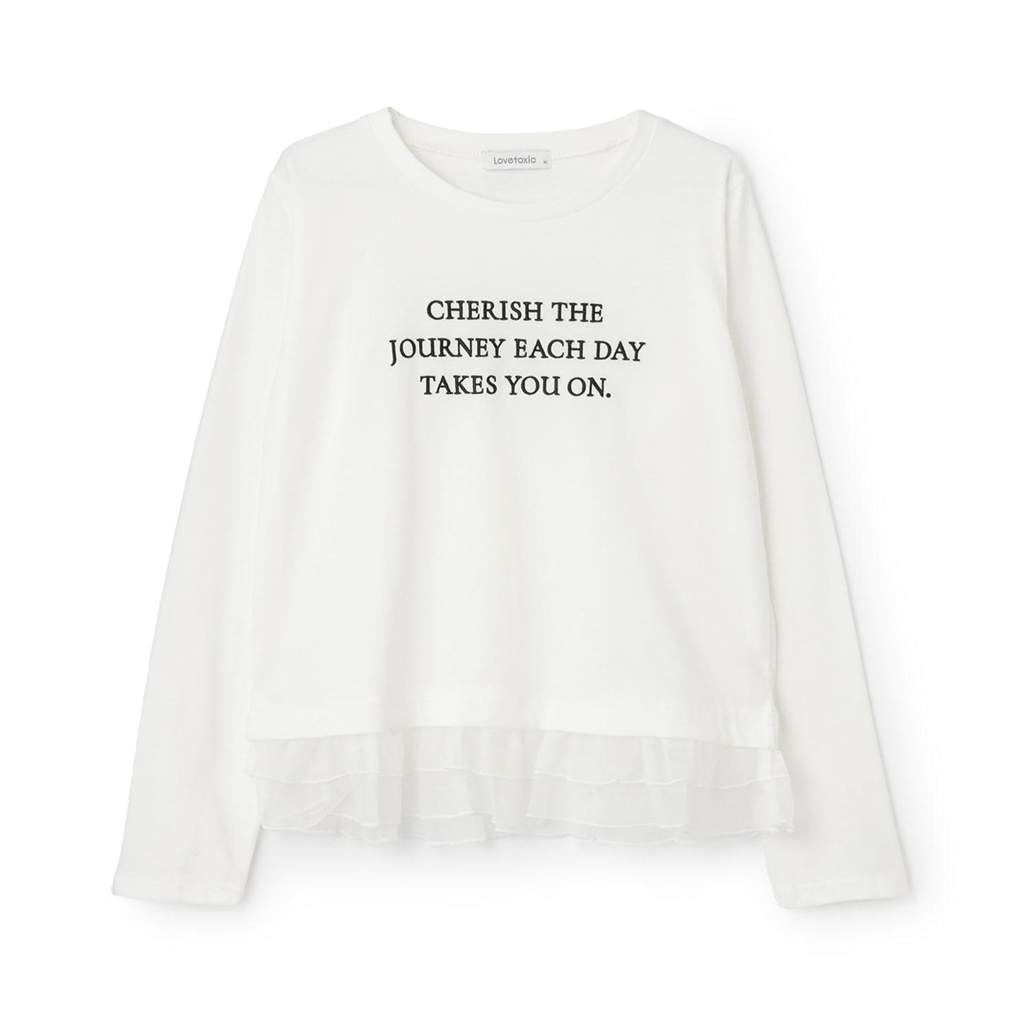 網紗荷葉邊長袖T恤