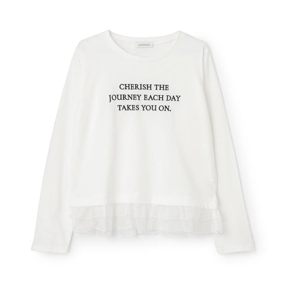 網紗荷葉邊長袖T恤