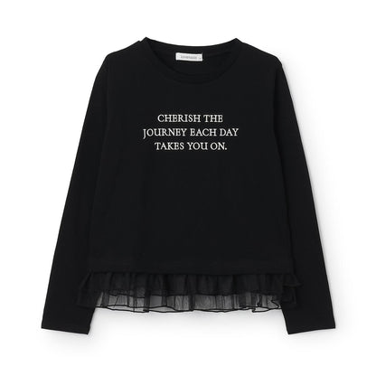 網紗荷葉邊長袖T恤