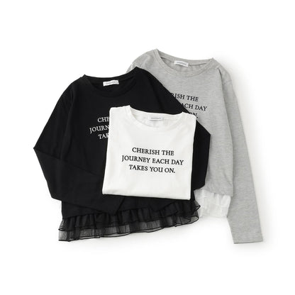 網紗荷葉邊長袖T恤