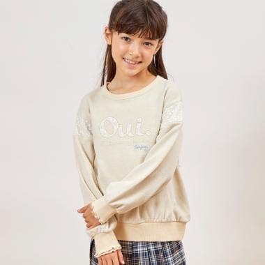 亮片衛衣 內襯毛圈 拼接蕾絲 休閒上衣