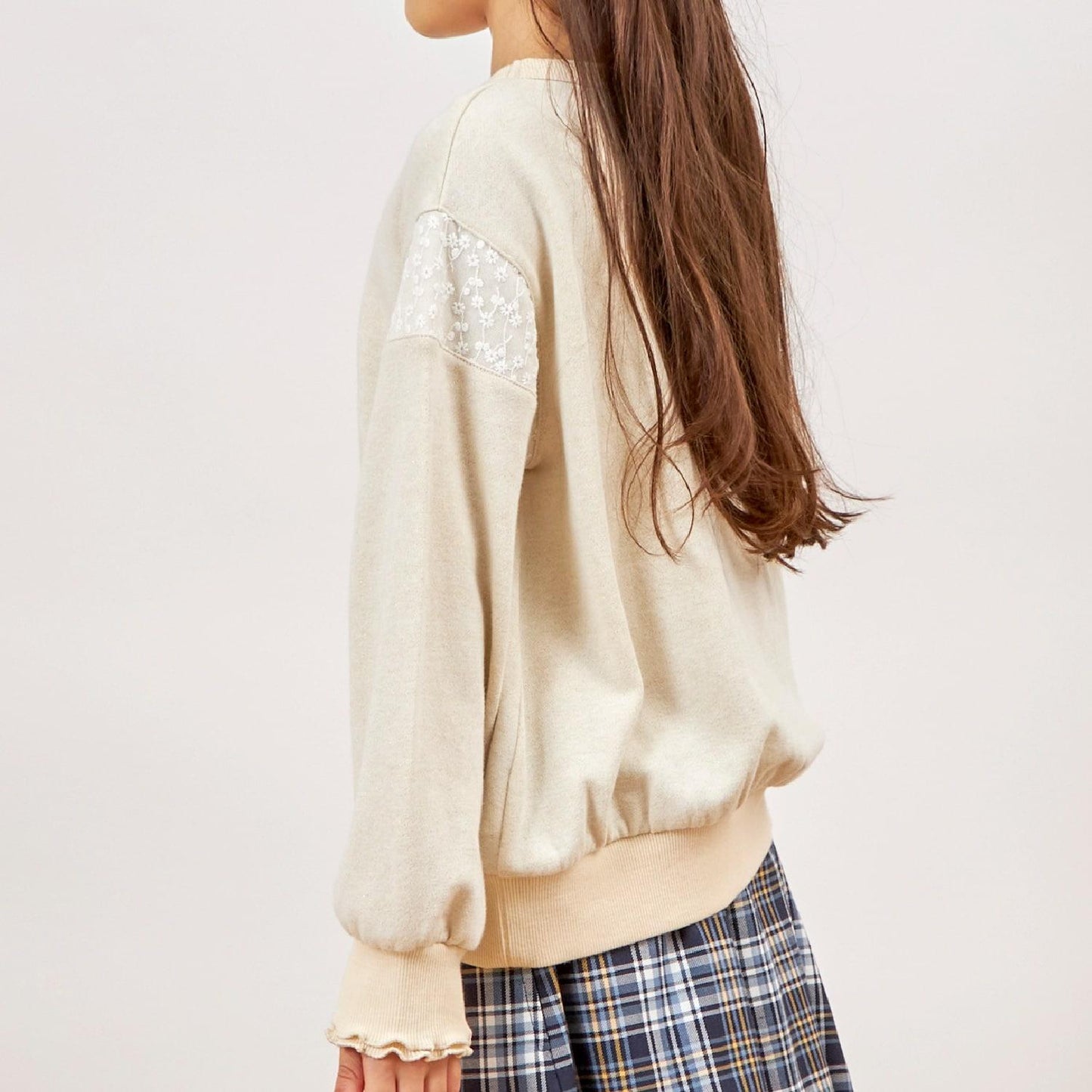 亮片衛衣 內襯毛圈 拼接蕾絲 休閒上衣