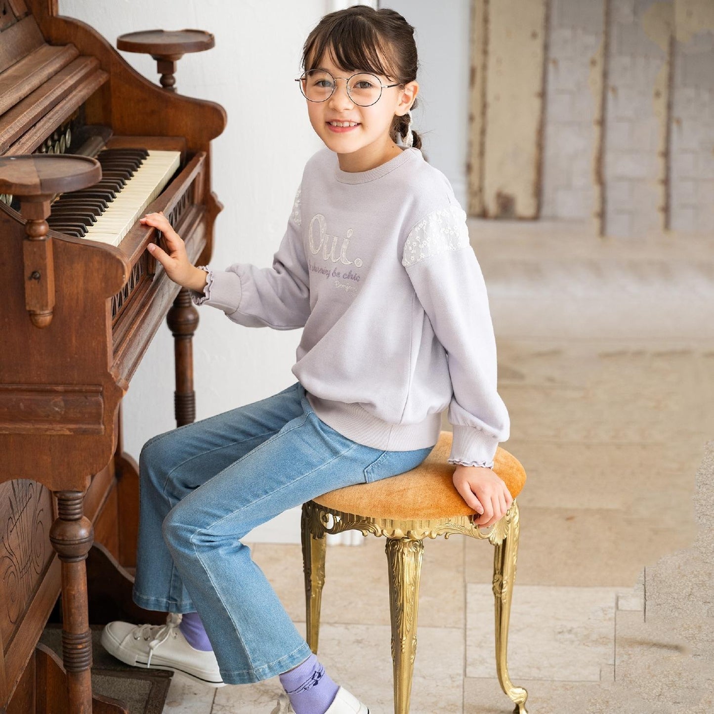 亮片衛衣 內襯毛圈 拼接蕾絲 休閒上衣