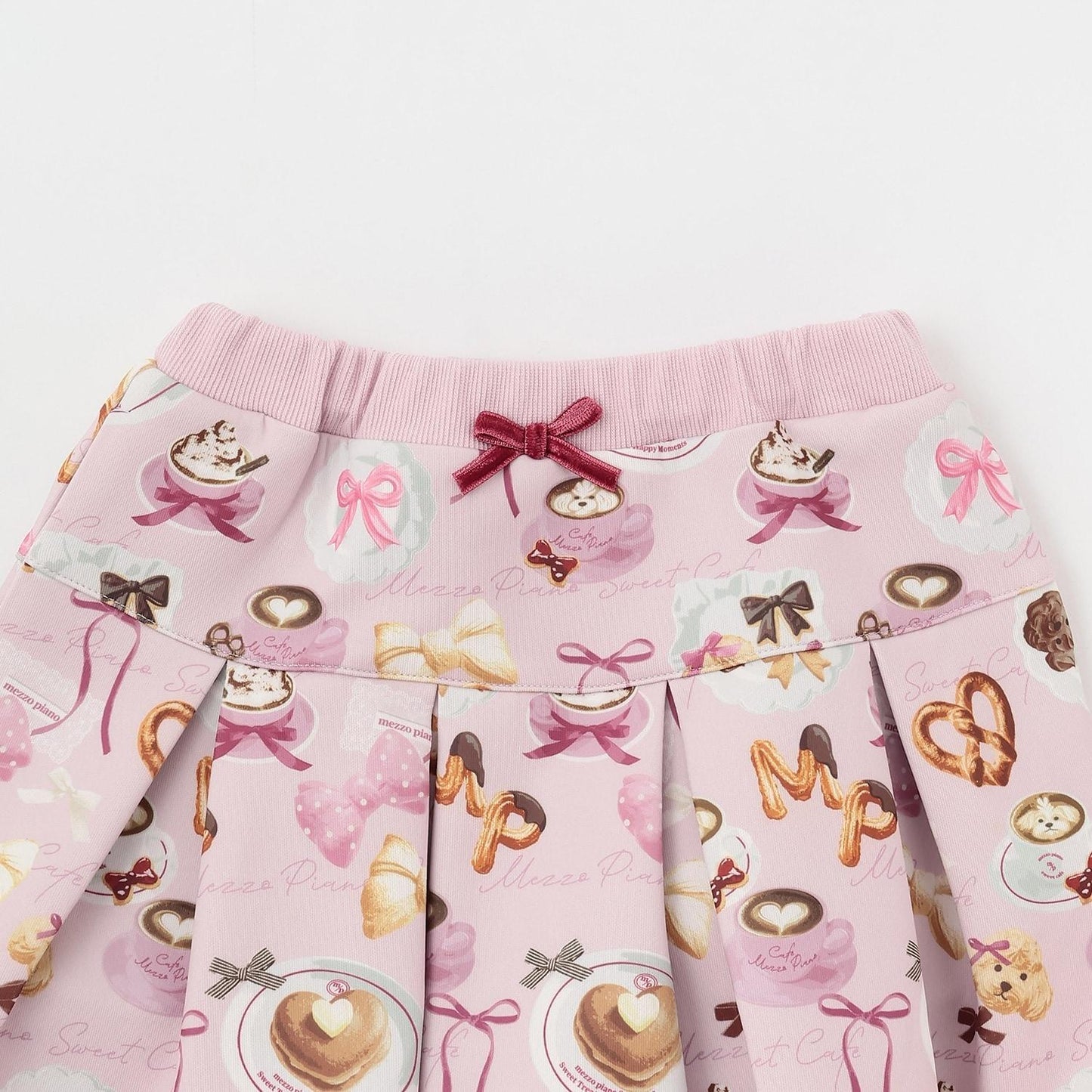 咖啡館圖案假兩件裙褲