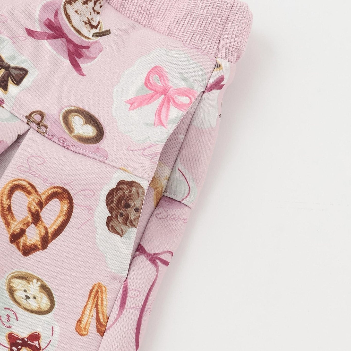 咖啡館圖案假兩件裙褲