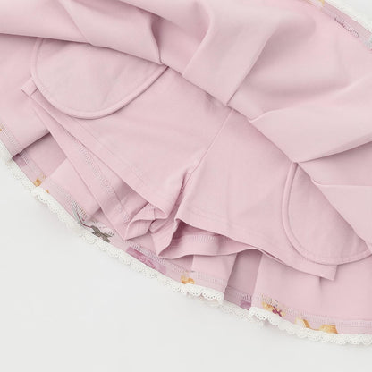 咖啡館圖案假兩件裙褲