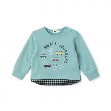 車刺繡×下襬格紋衛衣