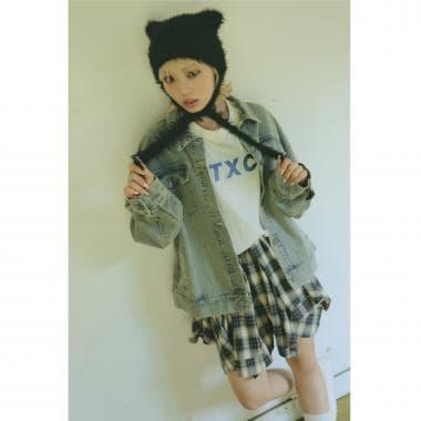 【LTXC】腰帶風格格紋裙褲