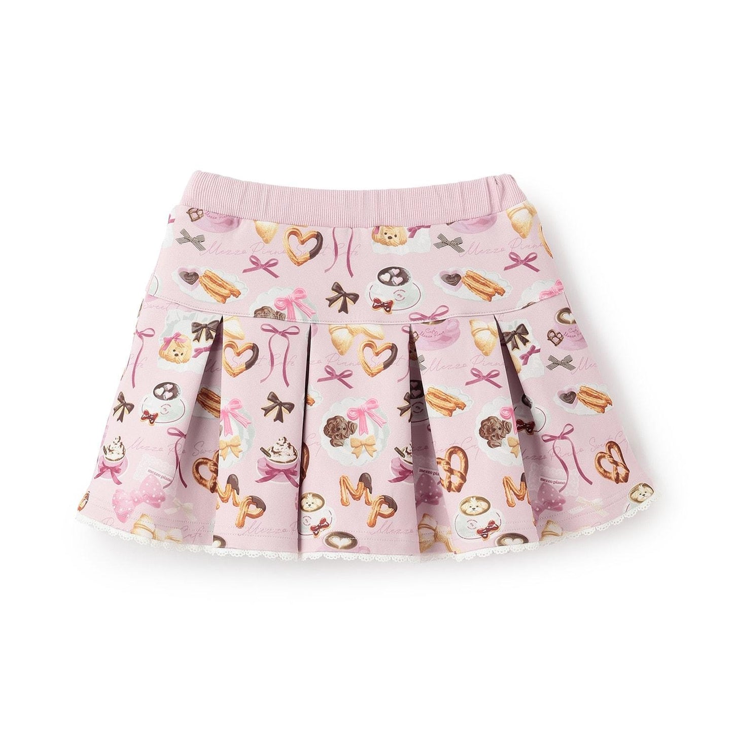 咖啡館圖案假兩件裙褲