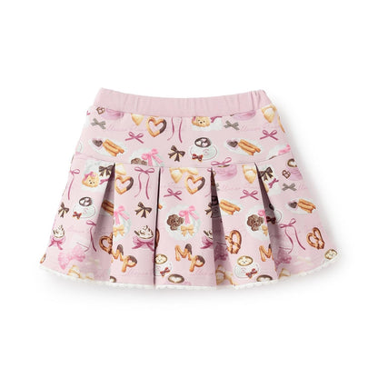 咖啡館圖案假兩件裙褲