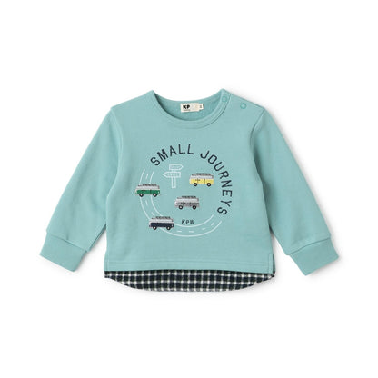 車刺繡×下襬格紋衛衣