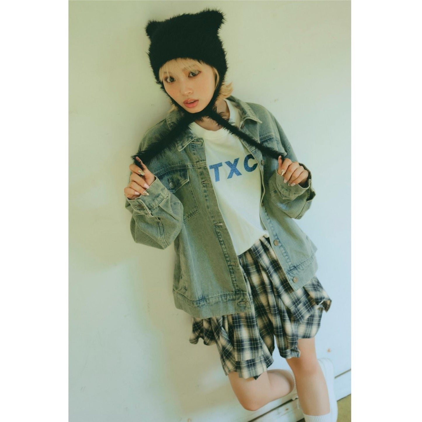 【LTXC】腰帶風格格紋裙褲