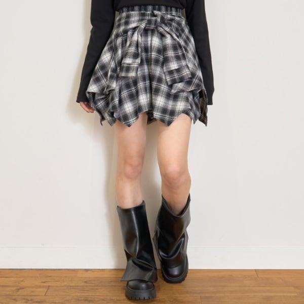 【LTXC】腰帶風格格紋裙褲