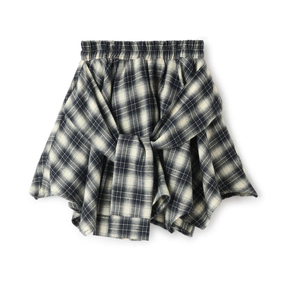 【LTXC】腰帶風格格紋裙褲