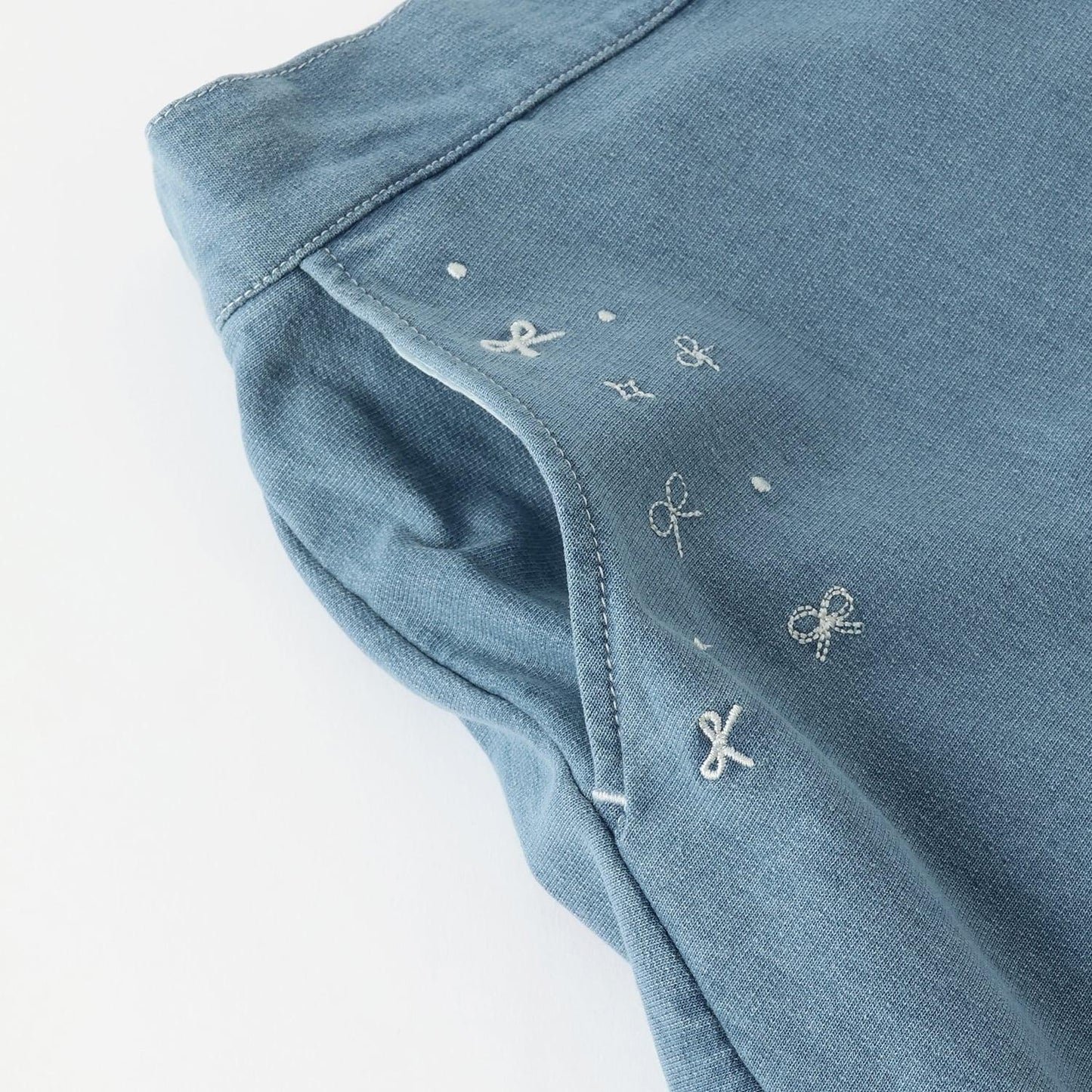 針織牛仔百褶裹裙式闊腿褲