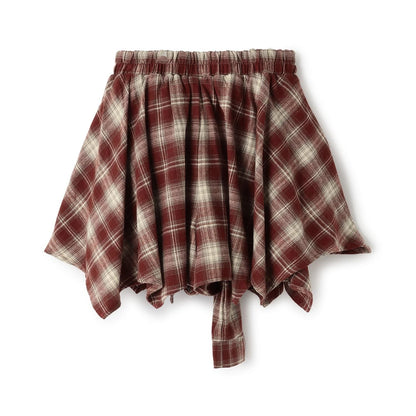 【LTXC】腰帶風格格紋裙褲