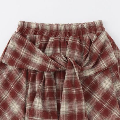 【LTXC】腰帶風格格紋裙褲