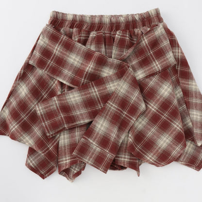 【LTXC】腰帶風格格紋裙褲