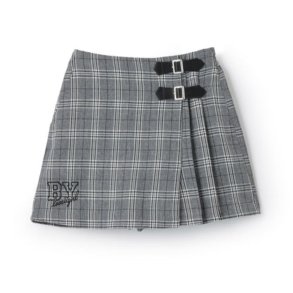 格紋半身裙褲