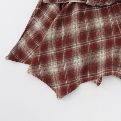 【LTXC】腰帶風格格紋裙褲