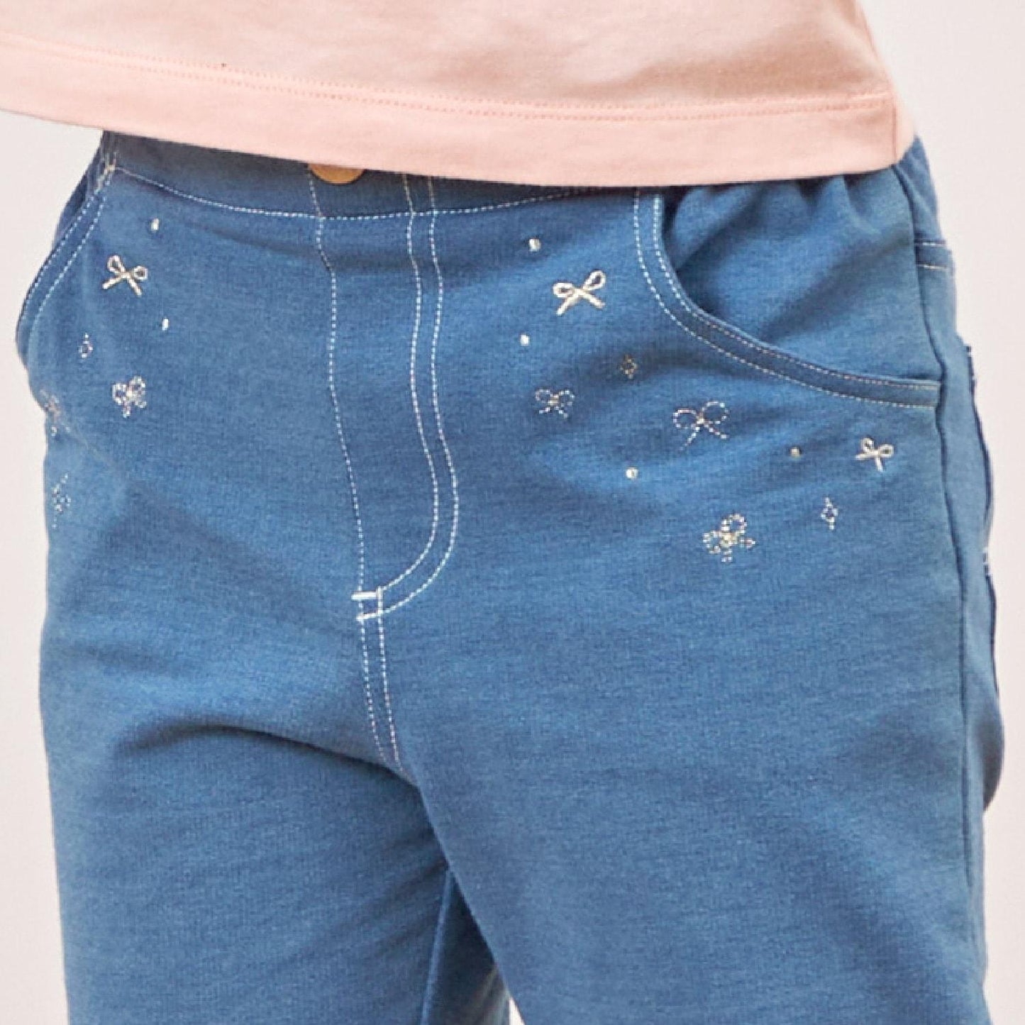 針織牛仔直筒褲