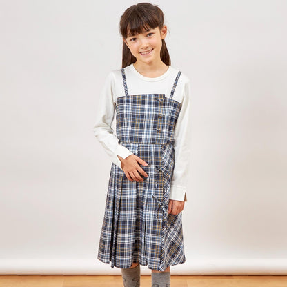 層疊風格格紋連衣裙