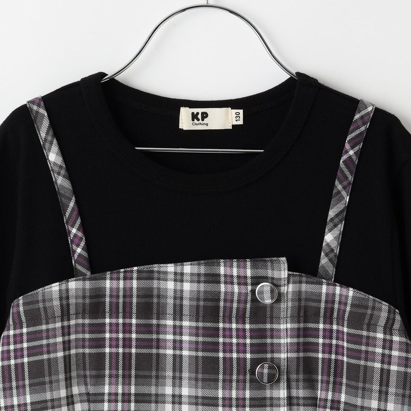 層疊風格格紋連衣裙