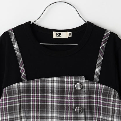 層疊風格格紋連衣裙