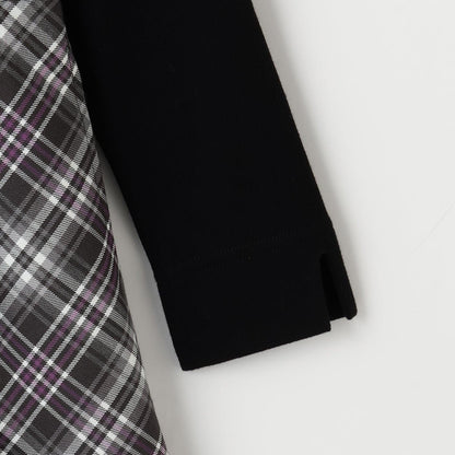 層疊風格格紋連衣裙