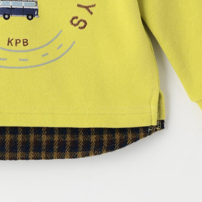 車刺繡×下襬格紋衛衣