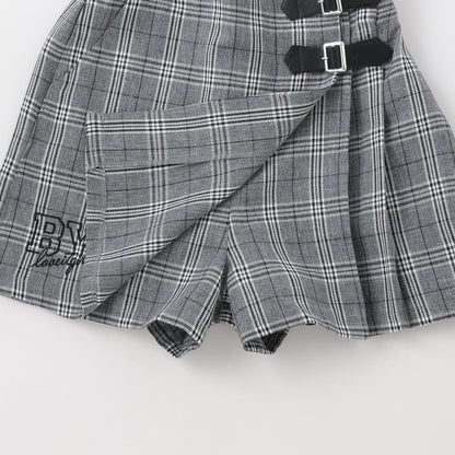 格紋半身裙褲