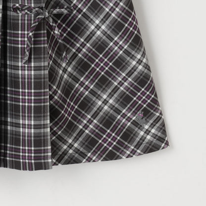 層疊風格格紋連衣裙