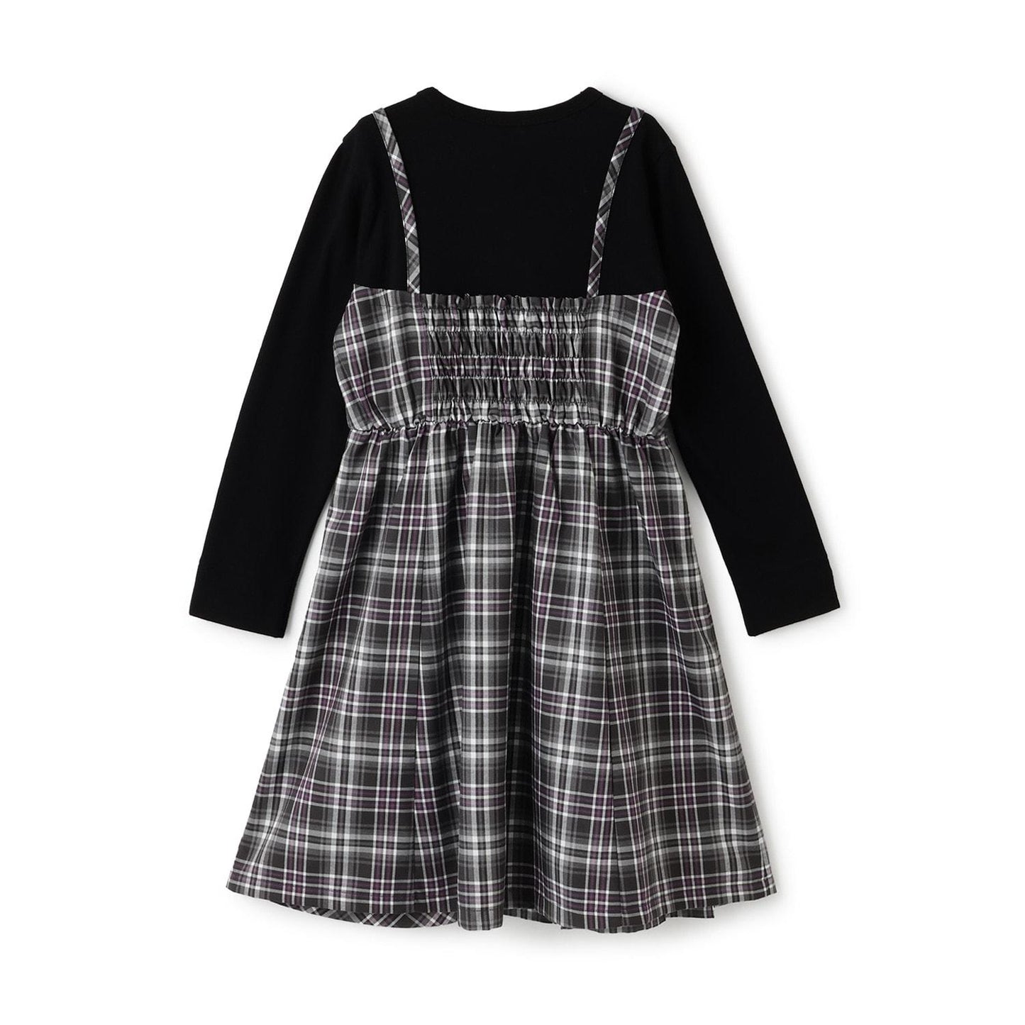 層疊風格格紋連衣裙