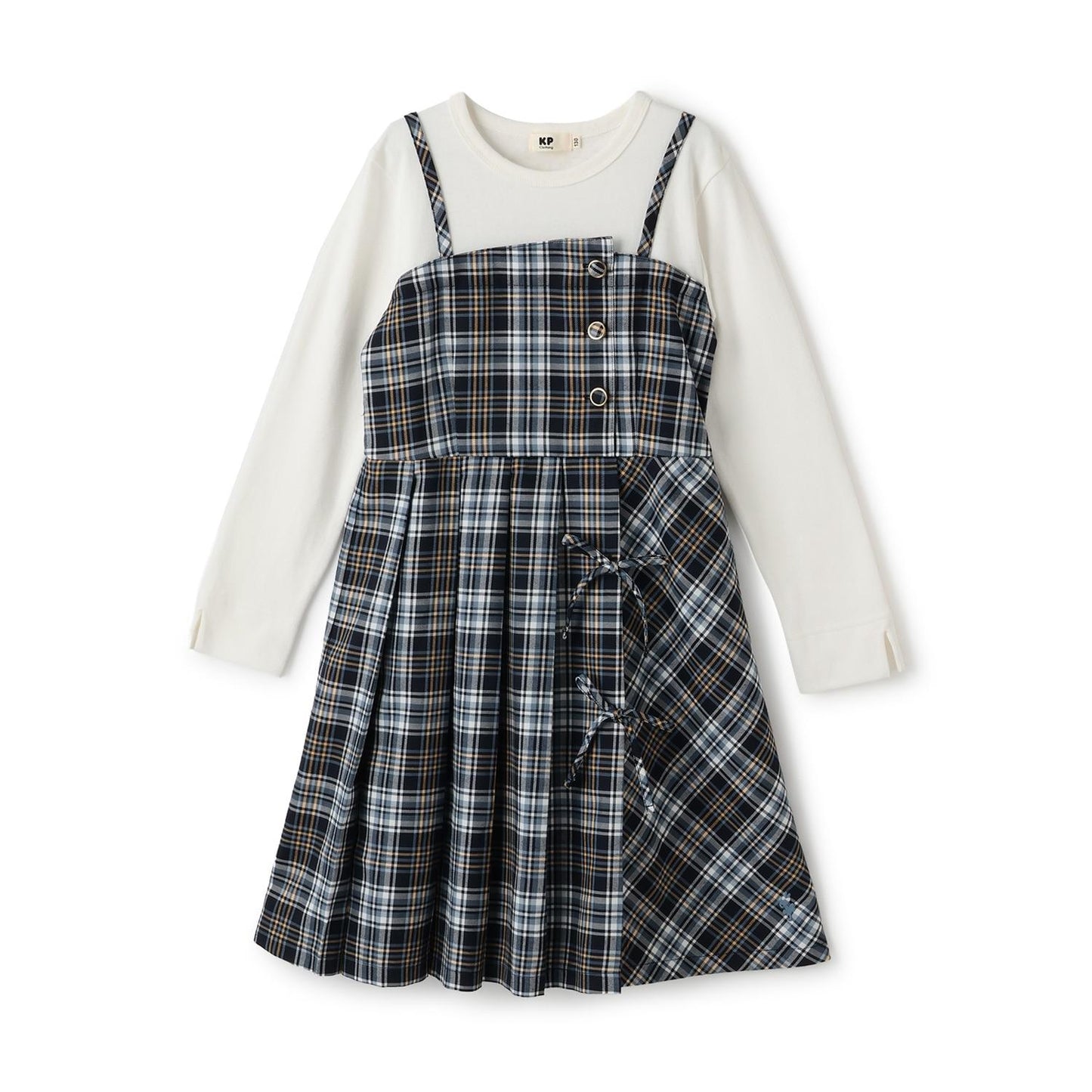 層疊風格格紋連衣裙