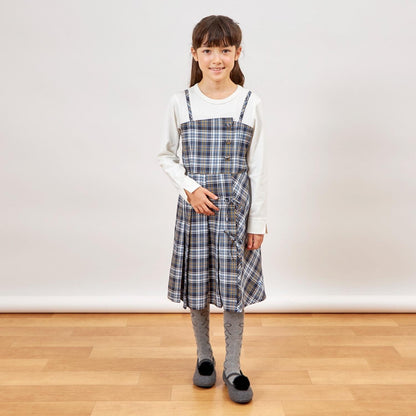 層疊風格格紋連衣裙