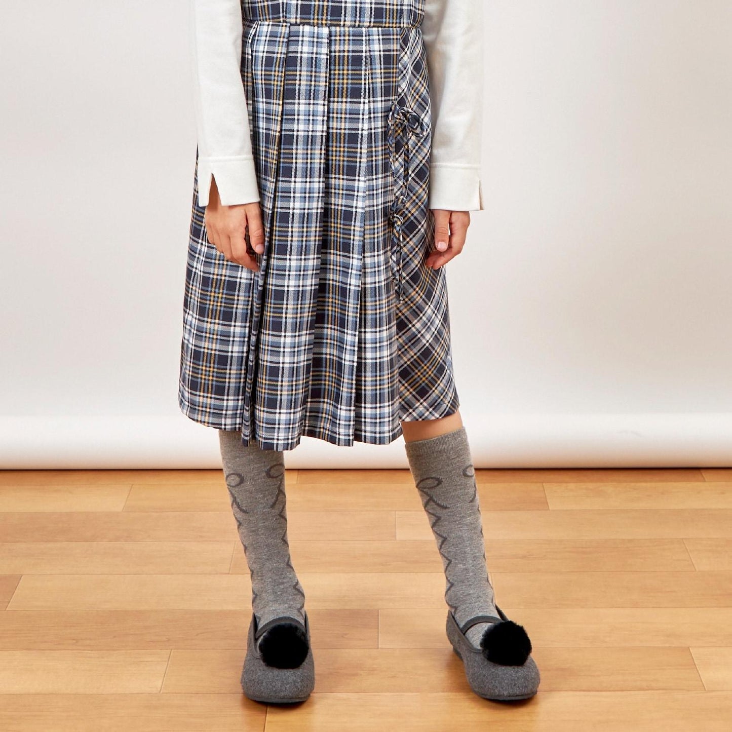 層疊風格格紋連衣裙