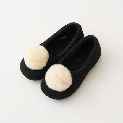 帶毛球裝飾芭蕾鞋