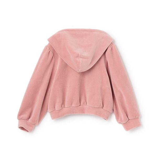 【柔軟天鵝絨】【可成套搭配】褶皺袖拉鍊連帽衫