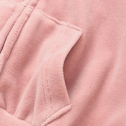 【柔軟天鵝絨】【可成套搭配】褶皺袖拉鍊連帽衫