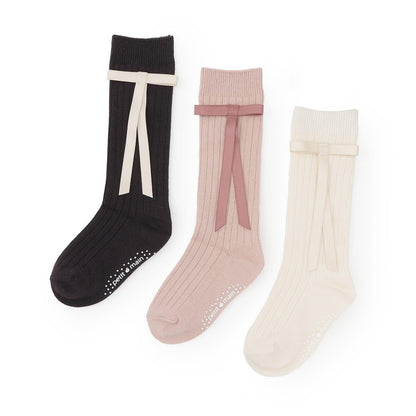 帶蝴蝶結高筒襪