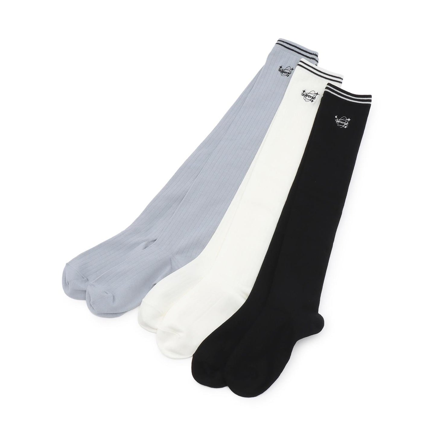 條紋羅紋過膝長襪