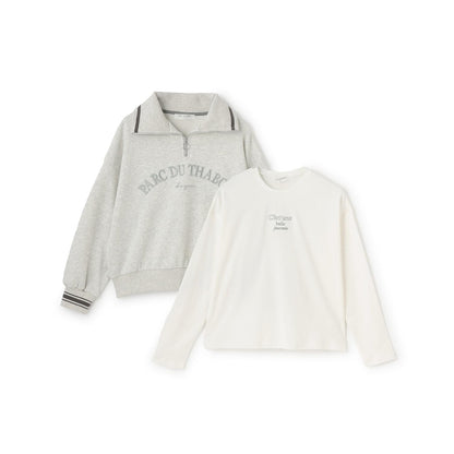 半拉鍊衛衣+長袖T恤套裝