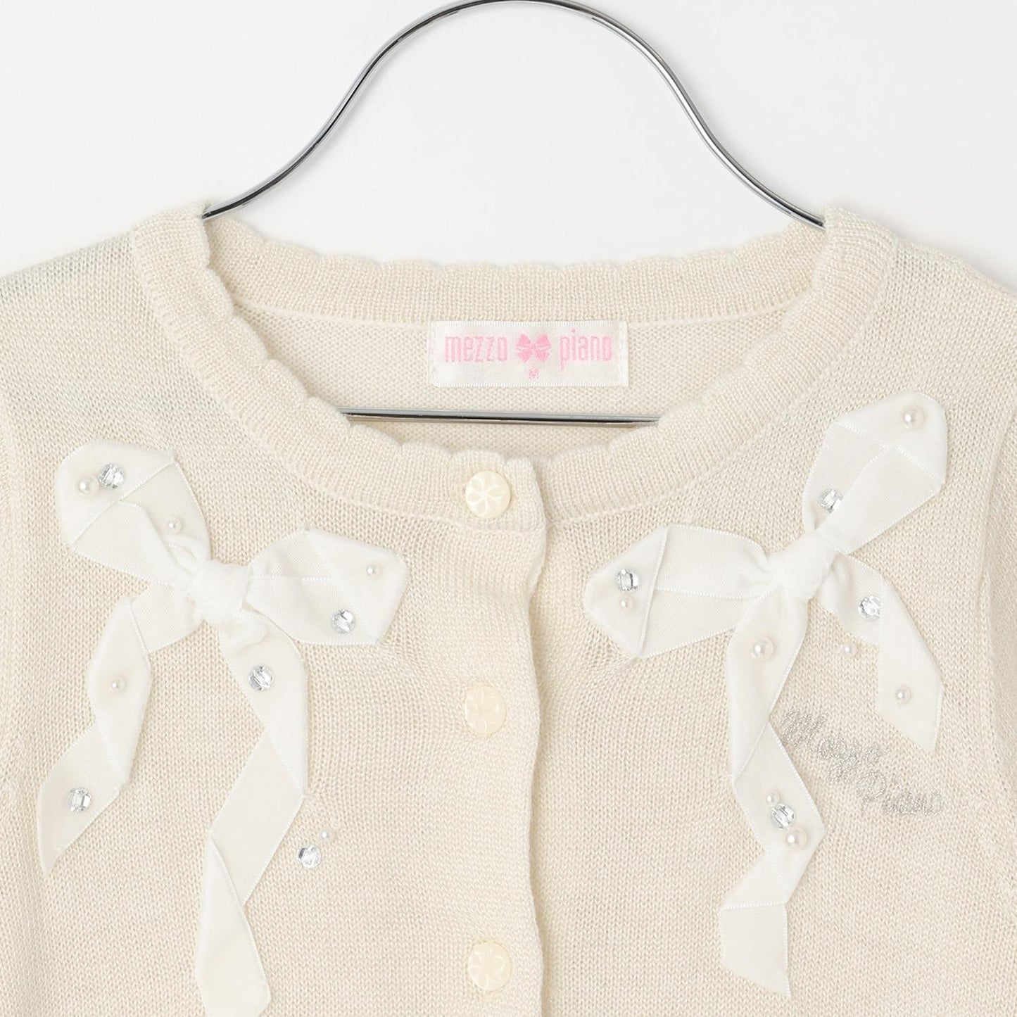 【人氣商品】【直營店無售】蝴蝶結亮絲針織開衫