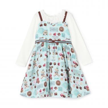 【人氣商品再入貨】【直營店無售】巧克力圖案拼接連衣裙