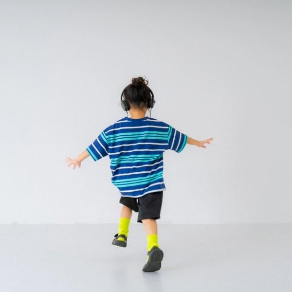 【親子裝】兒童拼色條紋短袖T恤