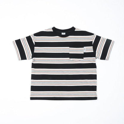 【親子裝】兒童拼色條紋短袖T恤